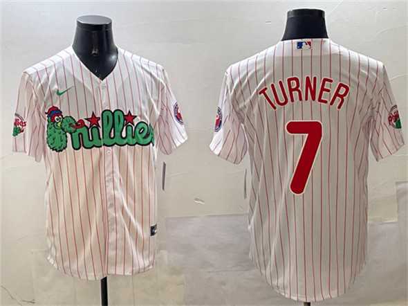 Mens Philadelphia Phillies #7 Trea Turner White Phanatic Cool Base Stitched Jersey->philadelphia phillies->MLB Jersey